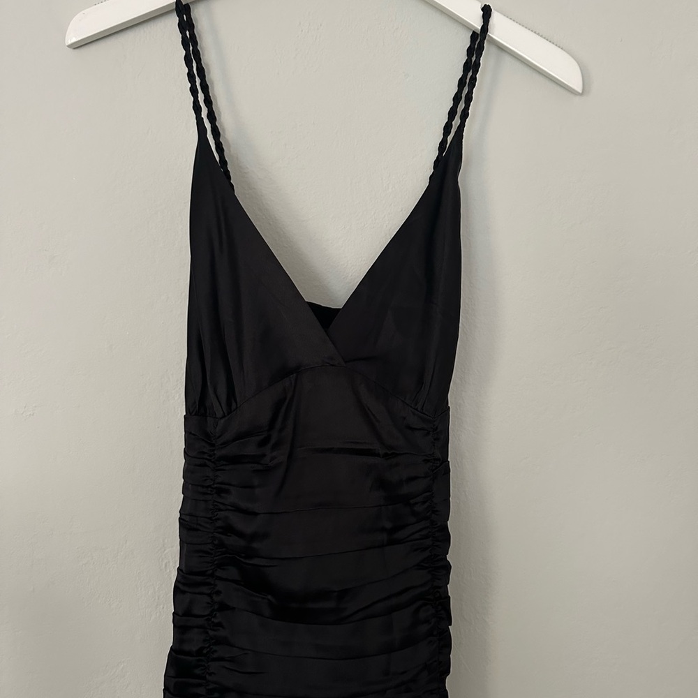 BEBE Elegant Black Ruched Tank Top